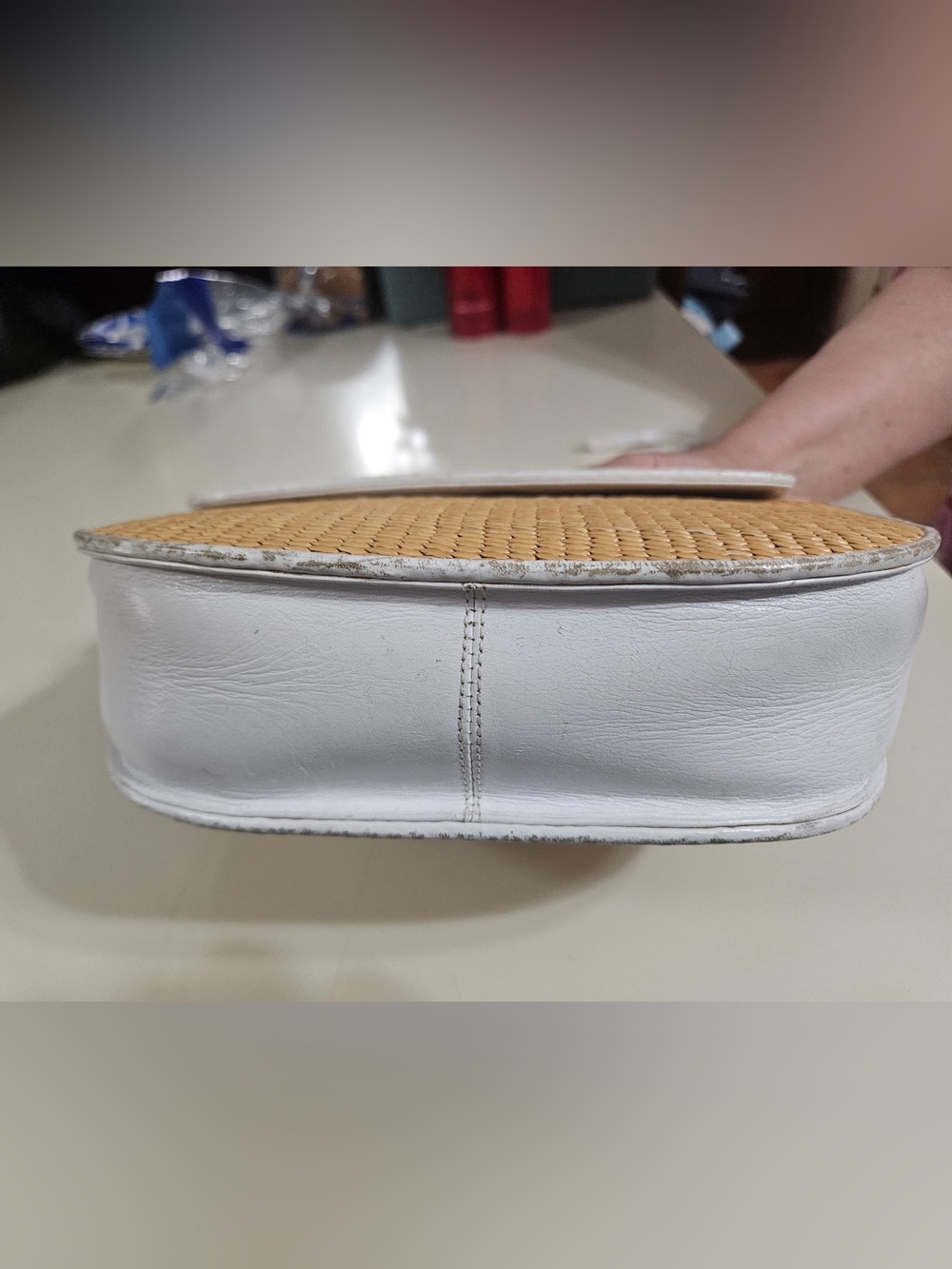 Dokkim Woven Straw Crossbody Bag with White Trim - Picture 6 of 6